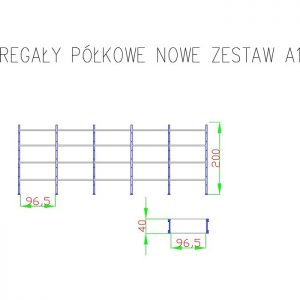 Regały półkowe sklepowe zestaw o długości 5035mm 5 modułów Regały półkowe sklepowe