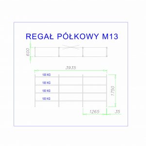 policový regál m13 1750mm 100kg