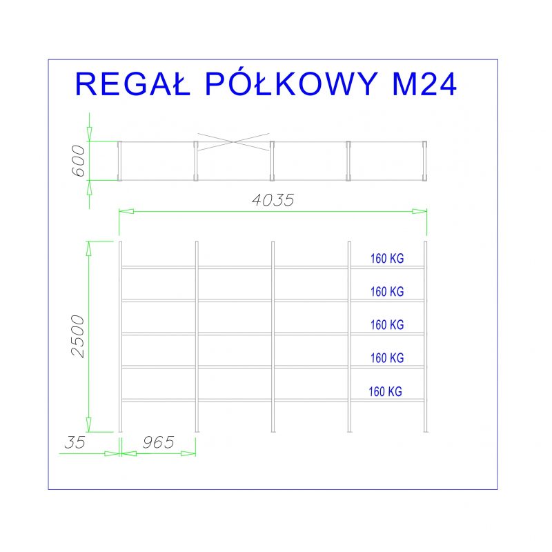polica s kovovými policami m24