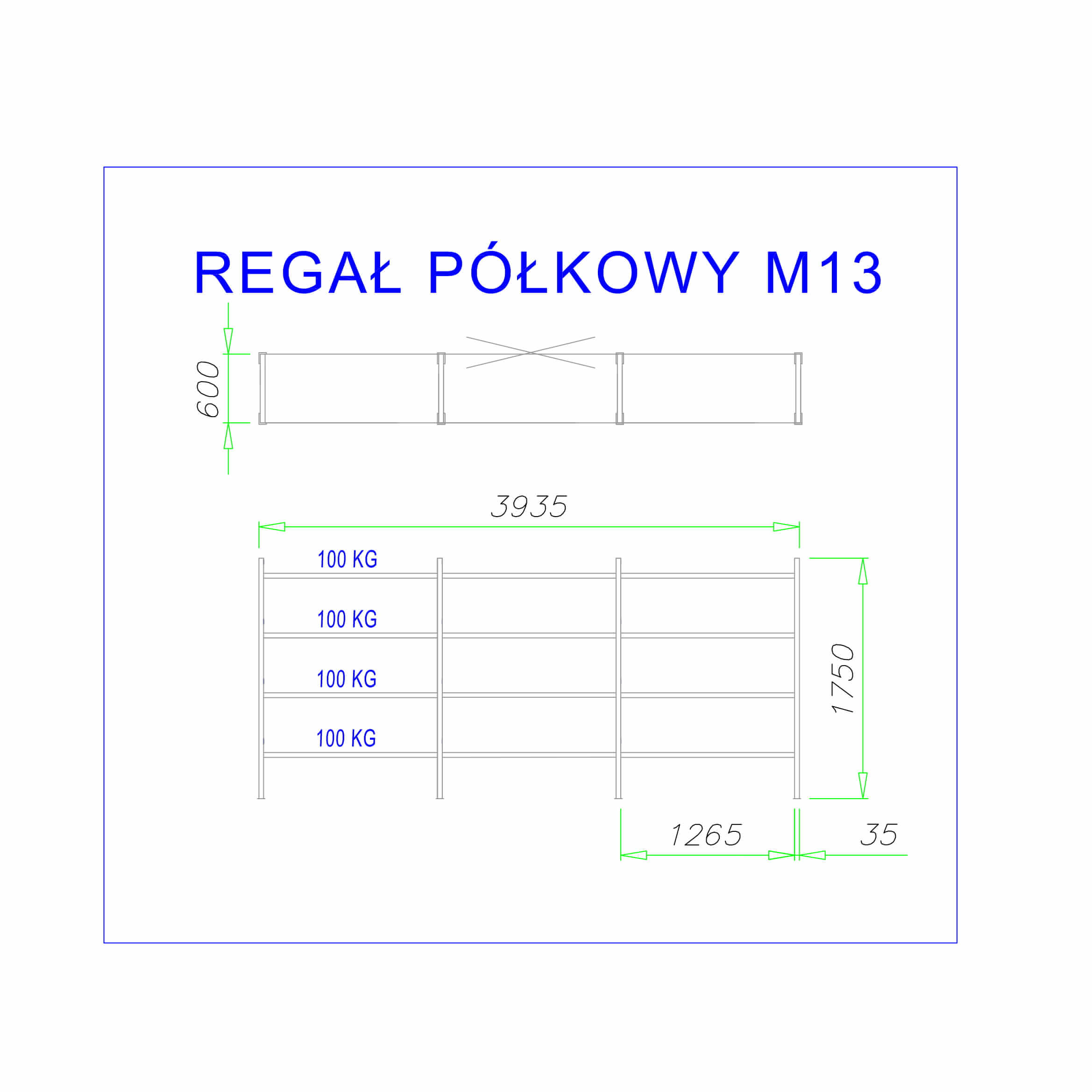 regał półkowy m13 1750mm 100kg