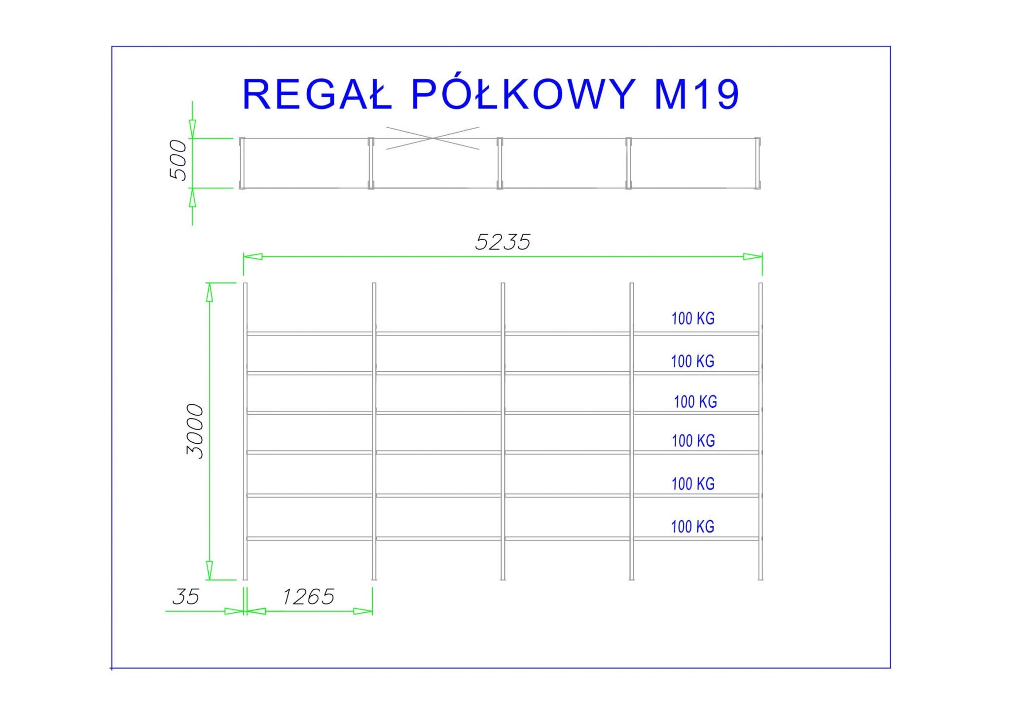 regał półkowy m19