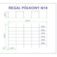 Regał półkowy metalowy M18 wymiary