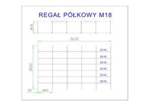 Regał półkowy metalowy M18 wymiary