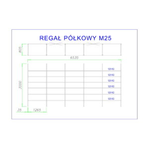 regał z półkami metalowymi m25