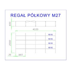 regał z półkami metalowymi m27