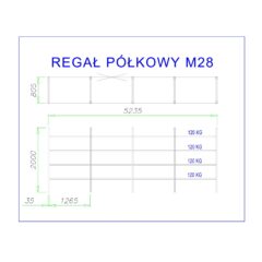 regał z półkami metalowymi m28