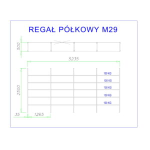 regał z półkami metalowymi m29