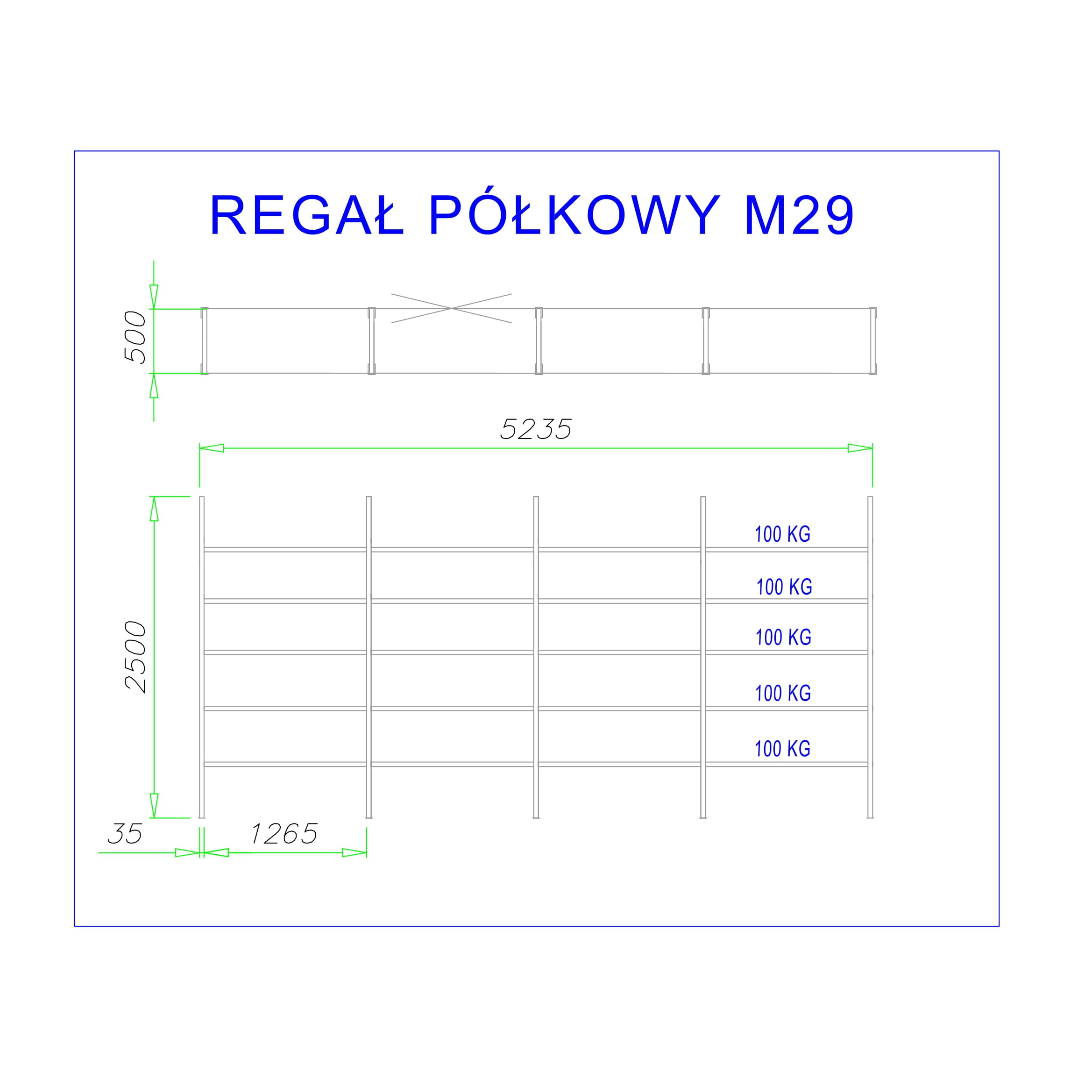 regał z półkami metalowymi m29
