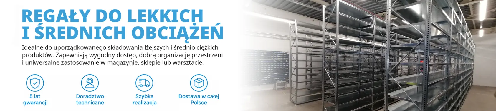 Regały półkowe do małych i średnich obciążeń
